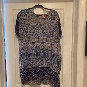 Johnny Was Blue and Gray Patterned Blouse